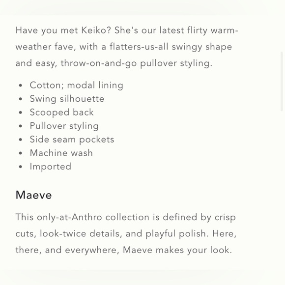 NWT Size 1X - Anthropologie The Keiko Mini Cotton Dress by Maeve (NWT US$ 168) - Picture 11 of 16